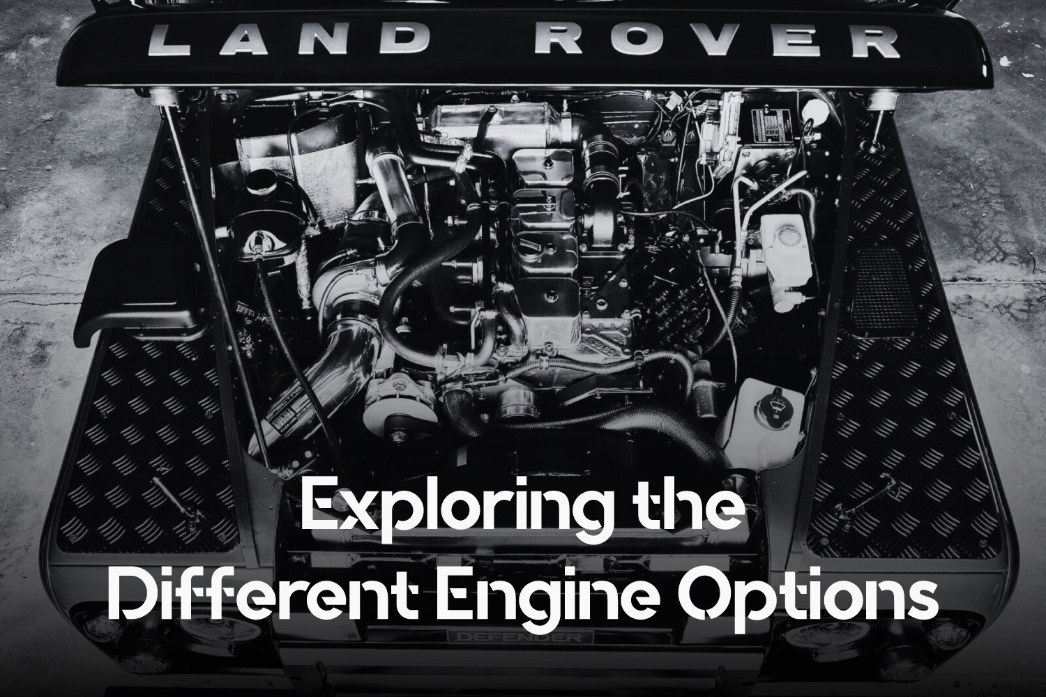 Classic Diesel Defender Engine: A close-up of a classic diesel engine in a Land Rover Defender.